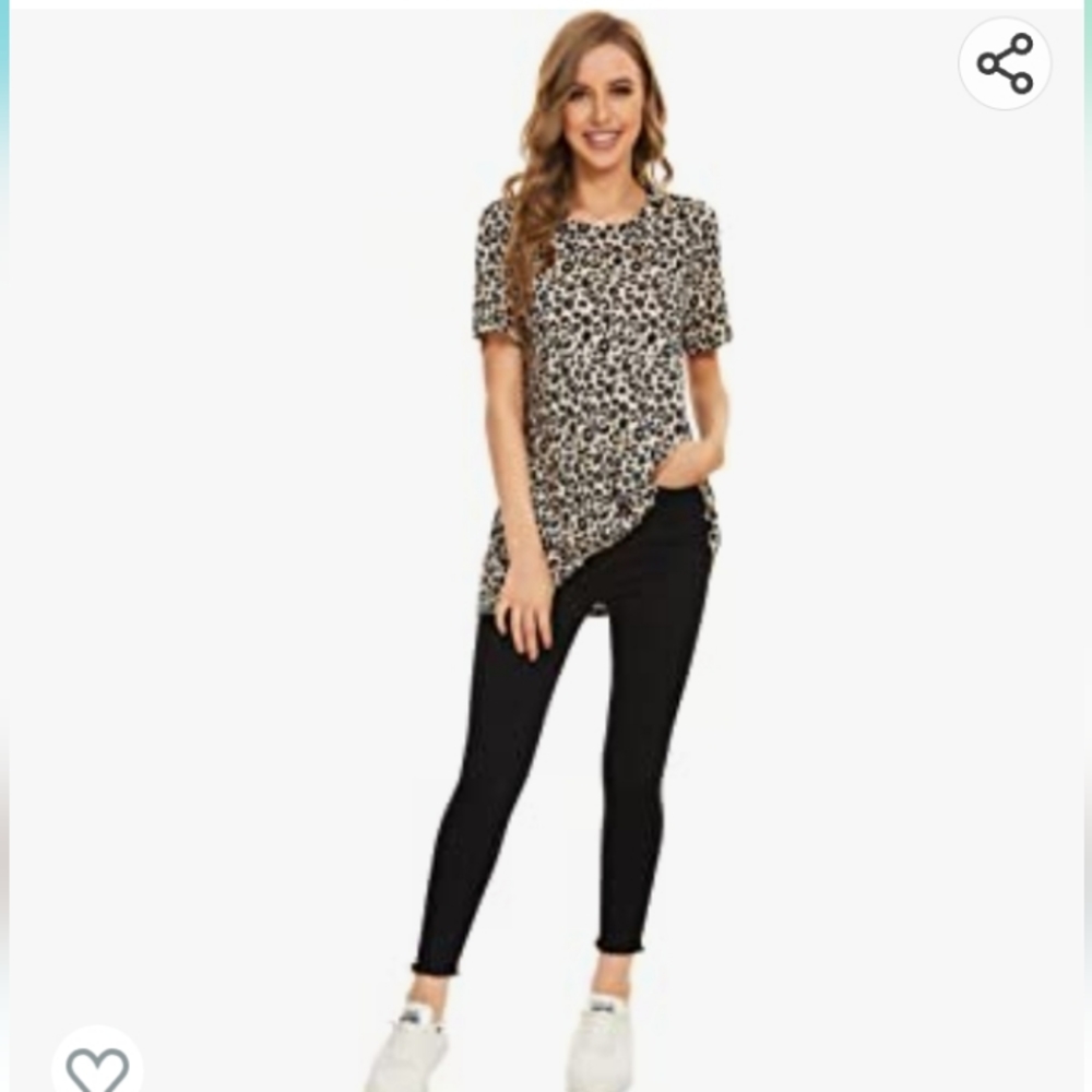 Moyee NWT lepord Knot Short Sleeve Top Shirt Cute sz s - Picture 2 of 6